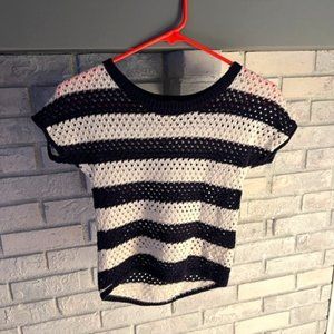 Girls Short Sleeve Knit Top, Size L, Striped
